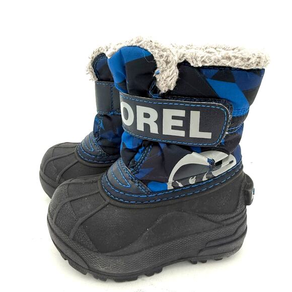 Sorel Kids Snow Commander Black & Blue Snow Boots Size 6 - Picture 4 of 7